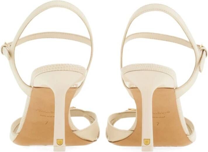 Salvatore Ferragamo Ivoor Leren Hagedis Sandalen Beige Dames