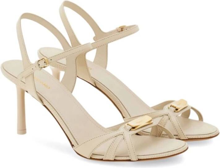 Salvatore Ferragamo Ivoor Leren Hagedis Sandalen Beige Dames