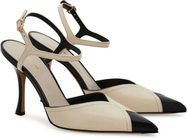 Salvatore Ferragamo Ivoor leren Slingback met Stiletto hiel Beige Dames