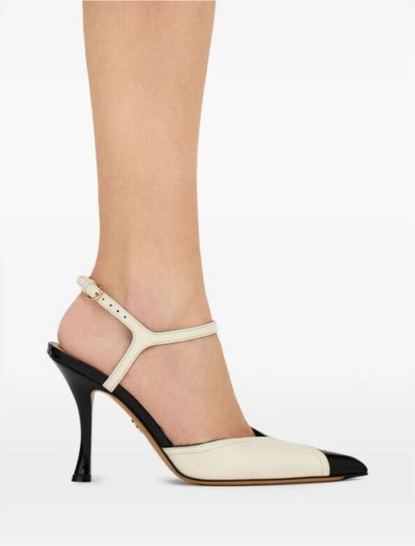 Salvatore Ferragamo Ivoor leren Slingback met Stiletto hiel Beige Dames