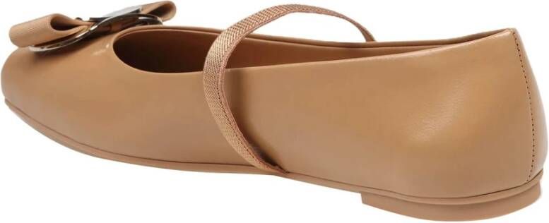 Salvatore Ferragamo Kameel Leren Ballerina Schoenen Brown Dames