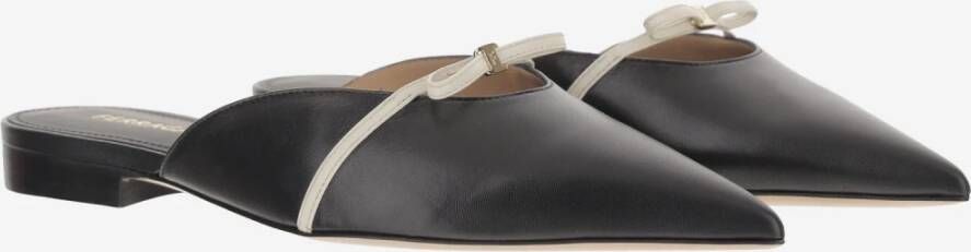 Salvatore Ferragamo Kidleren Boogmuilezels Zwart Wit Black Dames