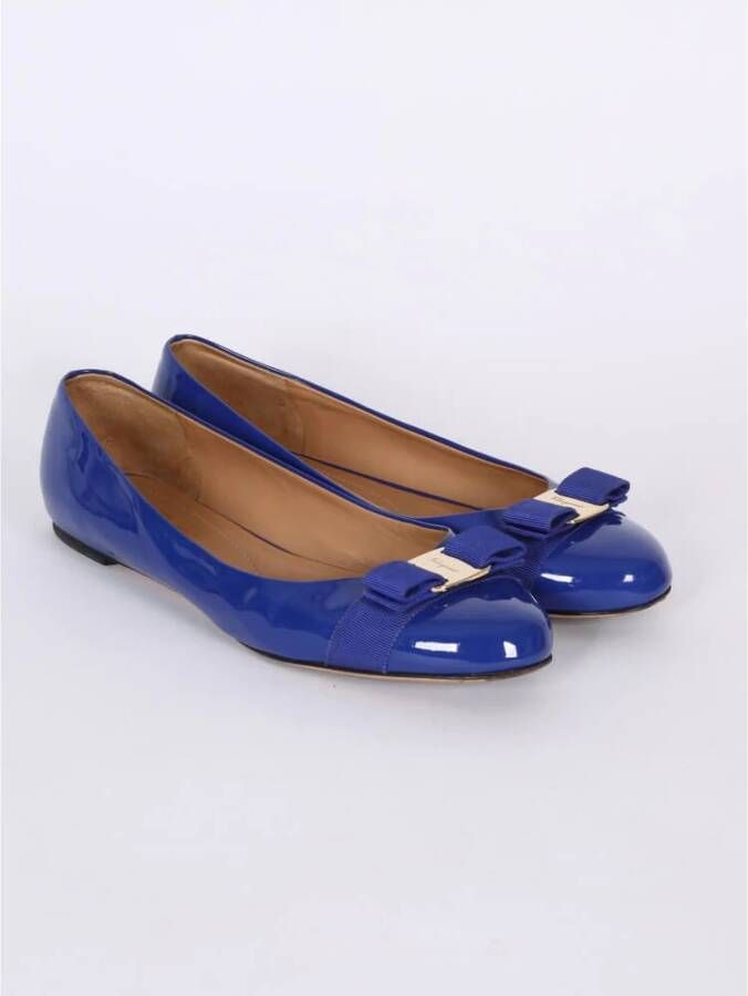 Salvatore Ferragamo Klassieke Leren Loafer Schoen Blue Dames