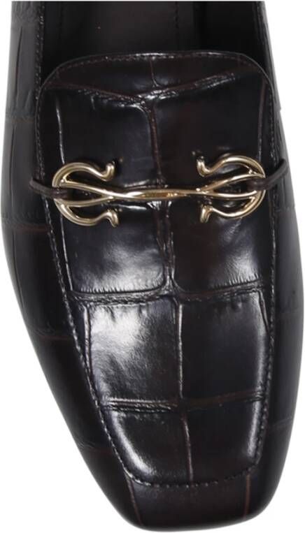 Salvatore Ferragamo Krokodil Loafer in Bruin Leer Brown Dames