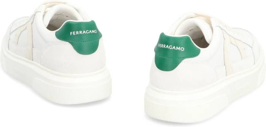 Salvatore Ferragamo Lage leren sneakers met suède inzetstukken White Heren