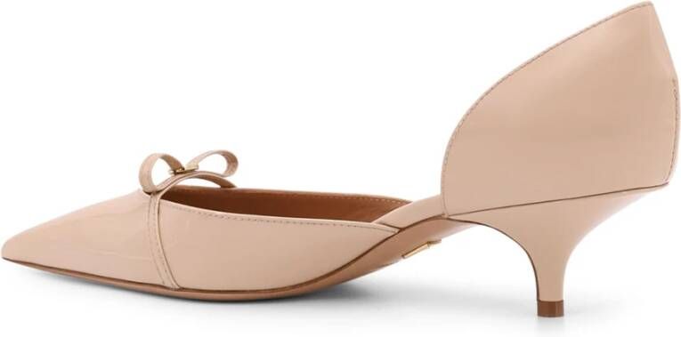 Salvatore Ferragamo Lakleren Décolleté met Strikdetail Beige Dames