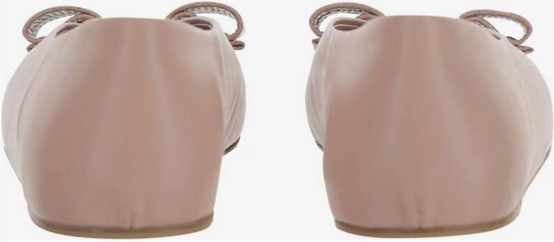 Salvatore Ferragamo Leren ballerina's met strikdetail Pink Dames