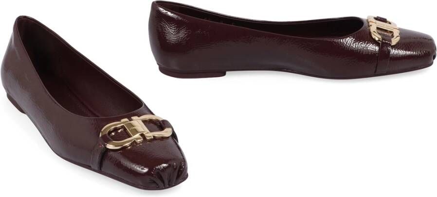 Salvatore Ferragamo Leren balletflats met metalen horsebit Red Dames