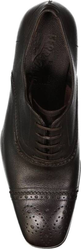 Salvatore Ferragamo Leren Lace-Up Derbies met Geperforeerd Detail Brown Heren