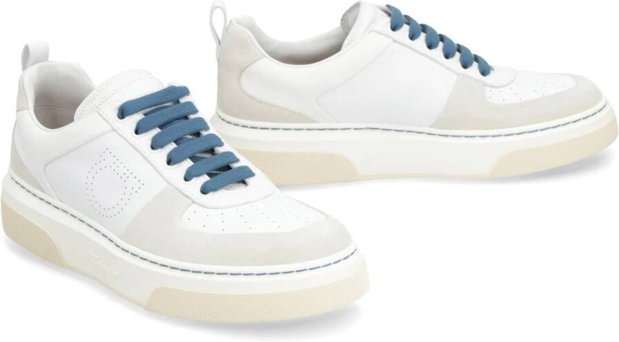 Salvatore Ferragamo Leren lage sneakers White Dames