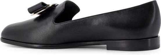 Salvatore Ferragamo Leren Loafer met Iconische Strik Black Dames