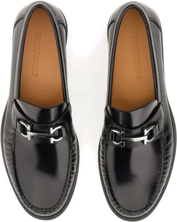 Salvatore Ferragamo Leren Moccasin Gancini Schoenen Black Heren