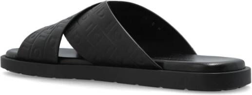 Salvatore Ferragamo Leren slides Brise Black Heren