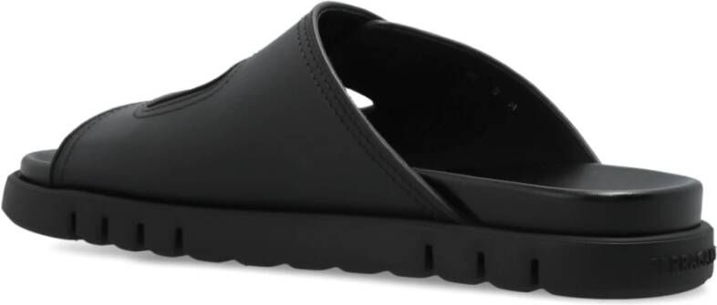 Salvatore Ferragamo Leren slides Colly Black Heren