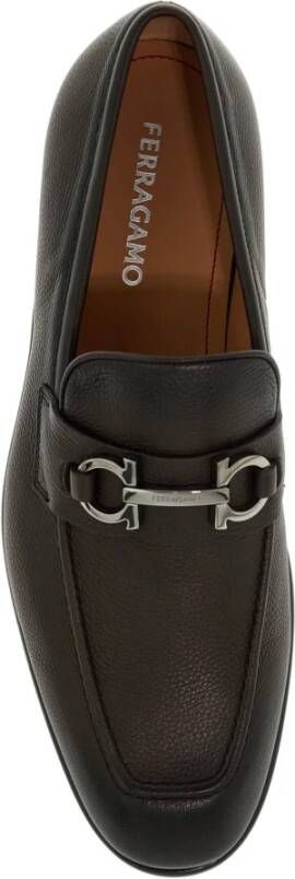 Salvatore Ferragamo Loafers van gehamerd leer met Gancini-detail Brown Heren