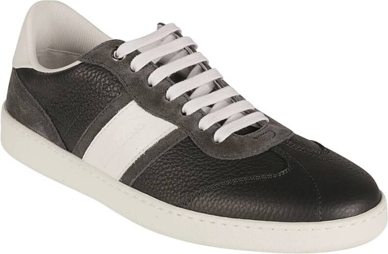 Salvatore Ferragamo Logo-Geëmbosseerde Leren Panel Sneakers Black Heren