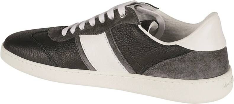 Salvatore Ferragamo Logo-Geëmbosseerde Leren Panel Sneakers Black Heren