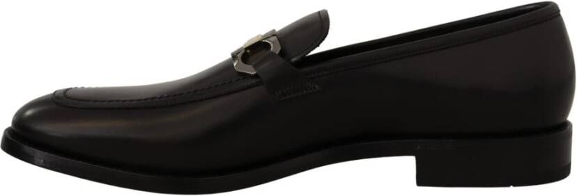 Salvatore Ferragamo Luxe Leren Loafers Gancio Bit Stijl Black Heren