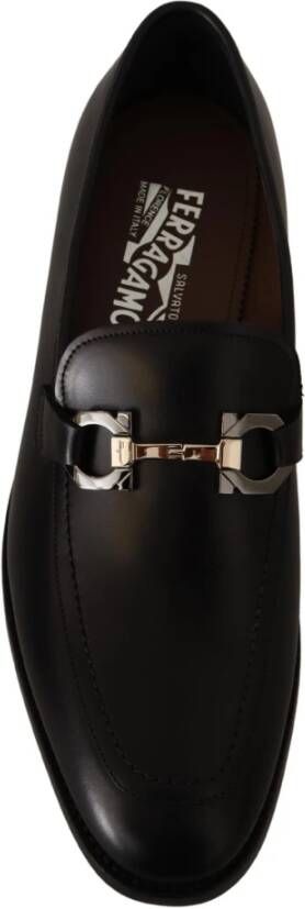 Salvatore Ferragamo Luxe Leren Loafers Gancio Bit Stijl Black Heren