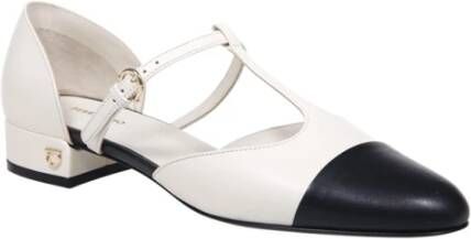 Salvatore Ferragamo Mascarpone Nero Ballerina's Schoenen White Dames