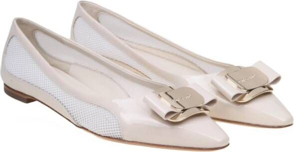 Salvatore Ferragamo Mesh Ballerina Flats Mascarpone Beige Dames