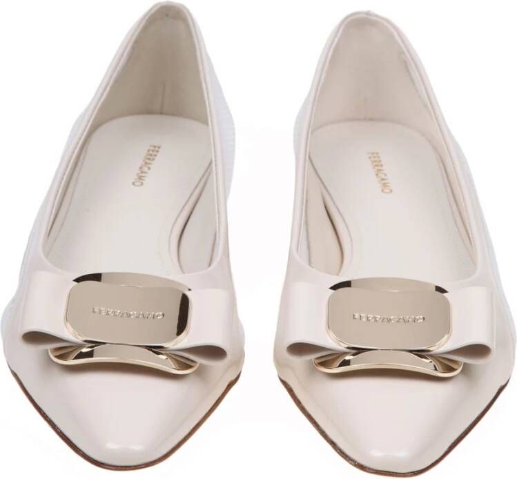 Salvatore Ferragamo Mesh Ballerina Flats Mascarpone Beige Dames