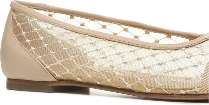 Salvatore Ferragamo Mesh Slip-On Ballet Flats Beige Dames