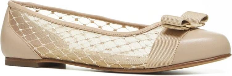 Salvatore Ferragamo Mesh Slip-On Ballet Flats Beige Dames