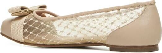 Salvatore Ferragamo Mesh Slip-On Ballet Flats Beige Dames