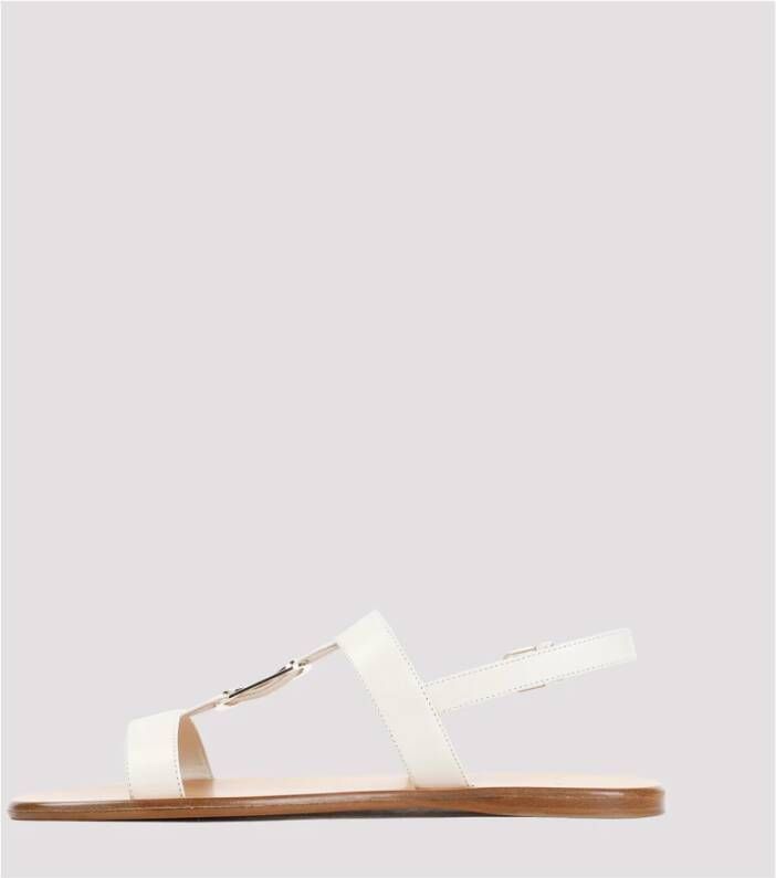 Salvatore Ferragamo Nude Leren Sandalen Vida Stijl White Dames