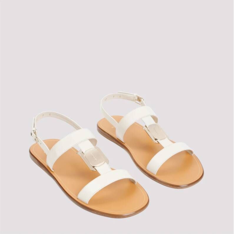 Salvatore Ferragamo Nude Leren Sandalen Vida Stijl White Dames