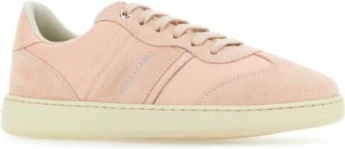 Salvatore Ferragamo Pastelroze Leren Sneakers Pink Dames