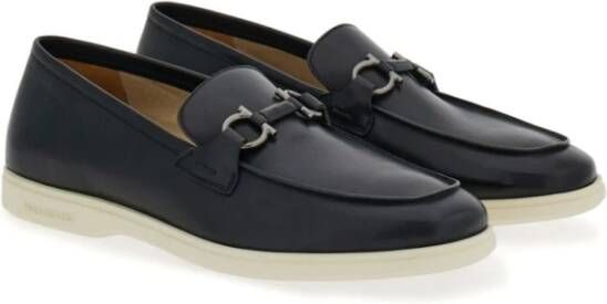 Salvatore Ferragamo Platte Kalfsleren Schoenen Amandel Teen Black Heren