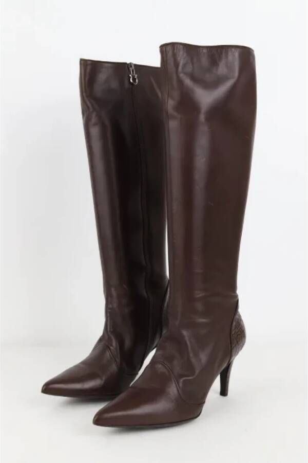 Salvatore Ferragamo Pre-owned Leather boots Brown Dames