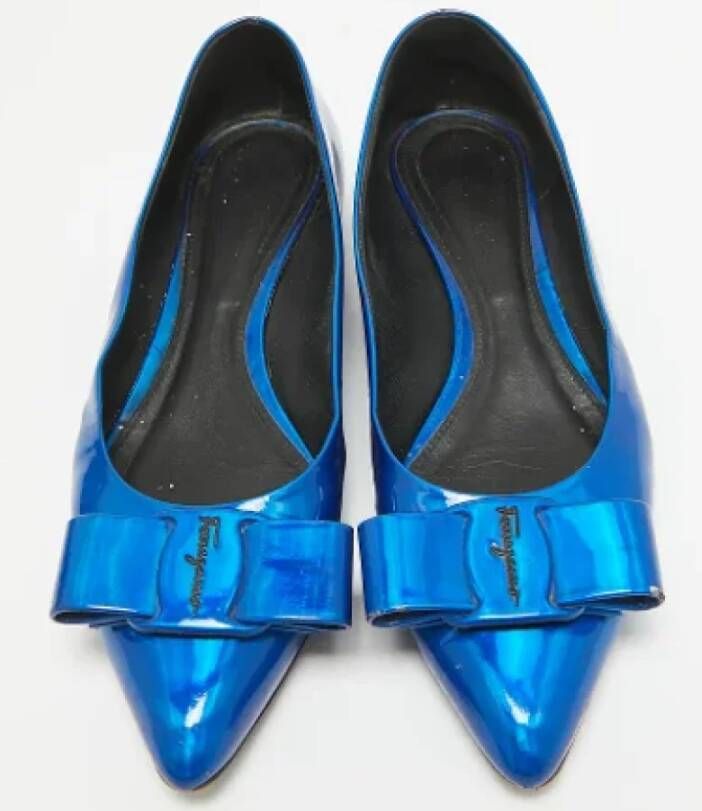 Salvatore Ferragamo Pre-owned Leather flats Blue Dames