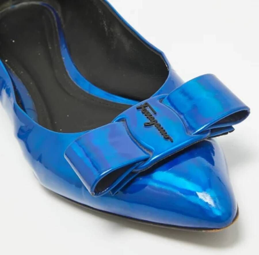 Salvatore Ferragamo Pre-owned Leather flats Blue Dames