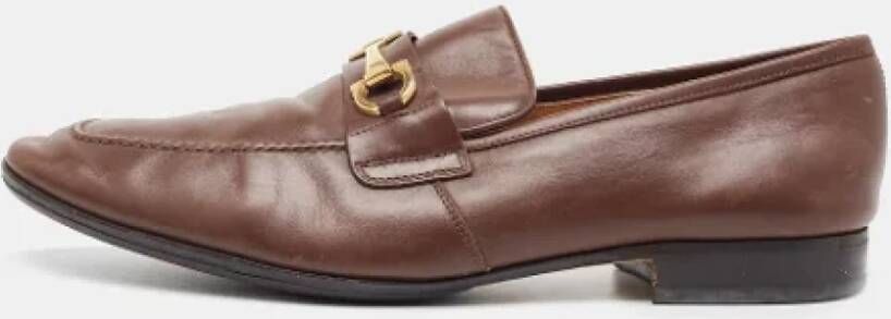 Salvatore Ferragamo Pre-owned Leather flats Brown Dames