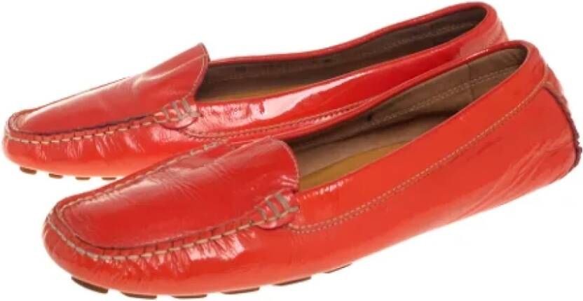 Salvatore Ferragamo Pre-owned Leather flats Orange Dames