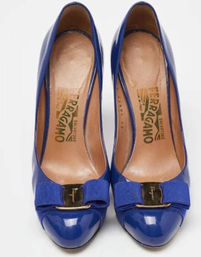 Salvatore Ferragamo Pre-owned Leather heels Blue Dames