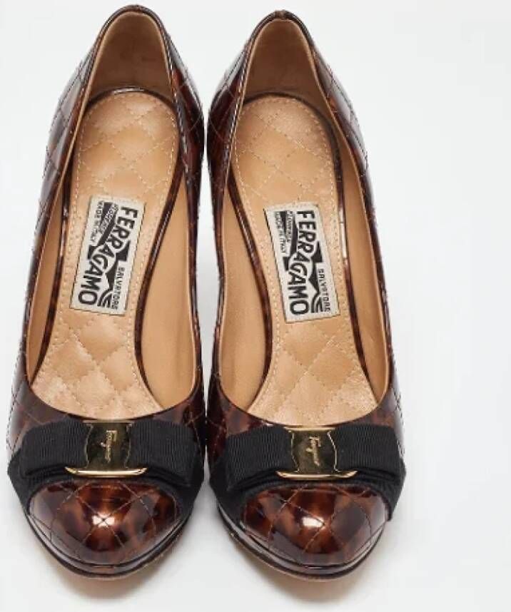 Salvatore Ferragamo Pre-owned Leather heels Brown Dames