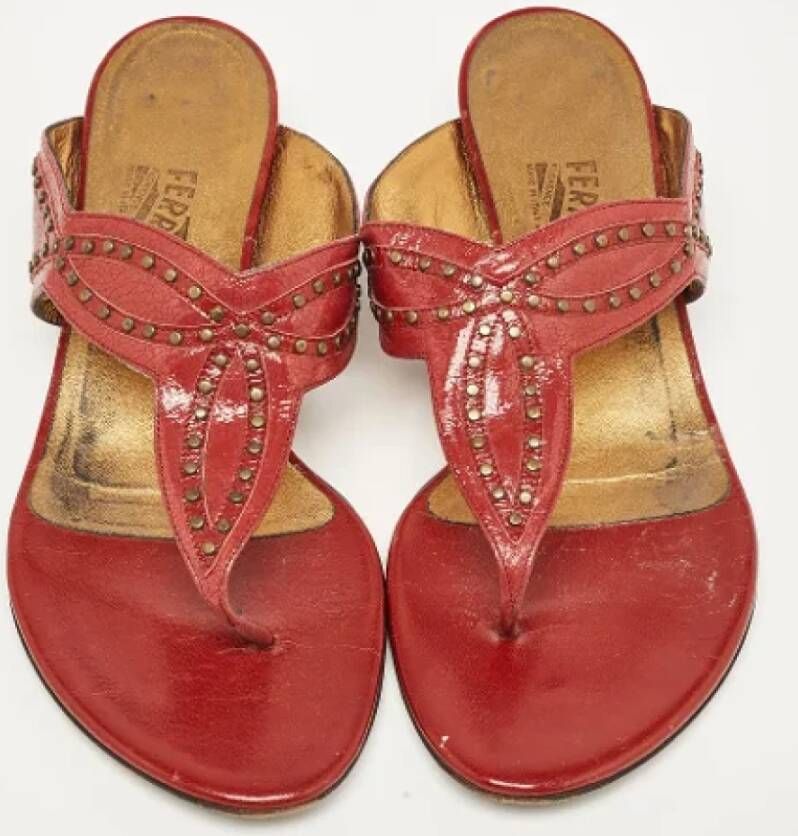 Salvatore Ferragamo Pre-owned Leather sandals Red Dames