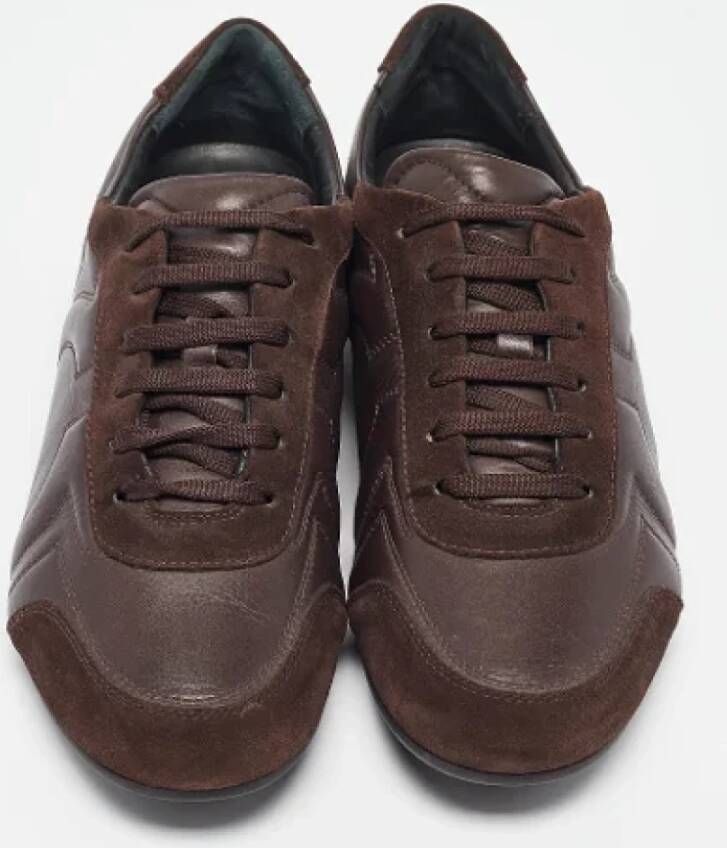 Salvatore Ferragamo Pre-owned Leather sneakers Brown Heren