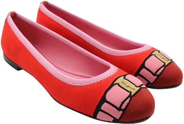 Salvatore Ferragamo Pre-owned Nylon flats Red Dames