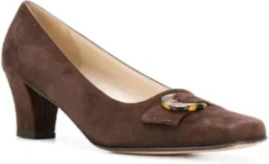 Salvatore Ferragamo Pre-owned Suede heels Brown Dames