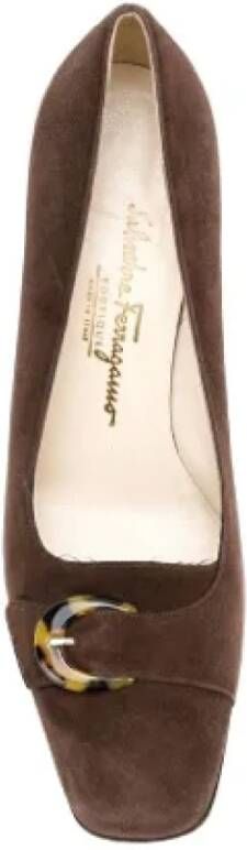 Salvatore Ferragamo Pre-owned Suede heels Brown Dames