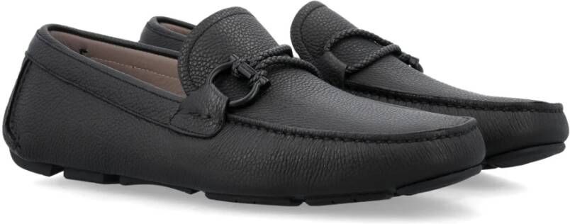 Salvatore Ferragamo Premium Leren Loafers Nero Licht Grijs Black Heren