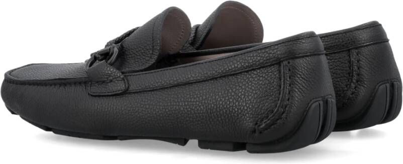 Salvatore Ferragamo Premium Leren Loafers Nero Licht Grijs Black Heren