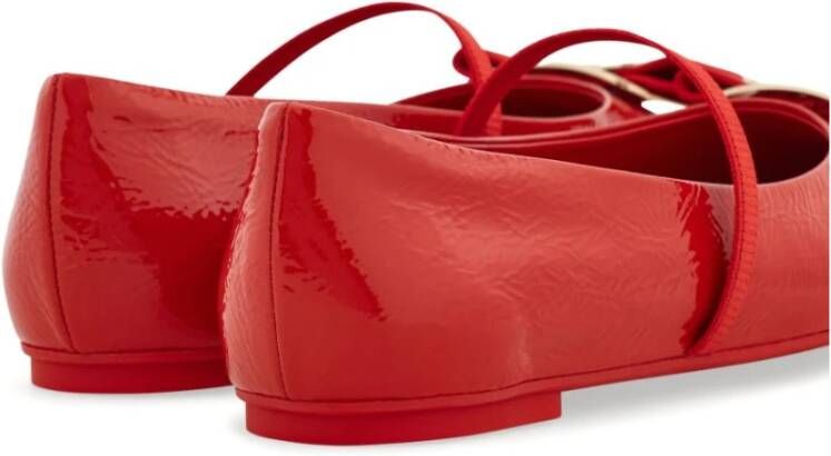 Salvatore Ferragamo Rode platte schoenen voor vrouwen Red Dames