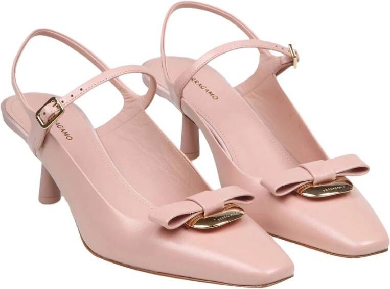 Salvatore Ferragamo Roze leren slingback pumps Pink Dames