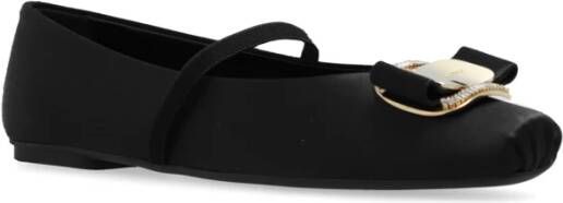 Salvatore Ferragamo Satin Ballerina Zina Black Dames